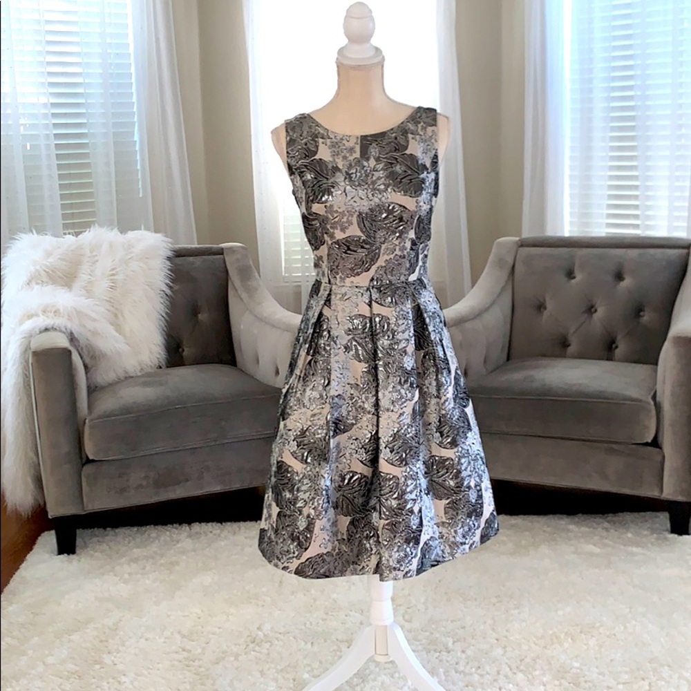 Nicole Miller Metallic Silver/Grey dress
